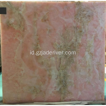 Kualitas Pink Natural Onyx Stone Wall Panel Slab